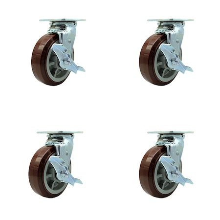 Service Caster Greenlee Caster Set - MA6065 GMX Cart -4 Swivel with Brakes - SCC, 4PK GRE-SCC-30CS620-PPUR-TLB-4